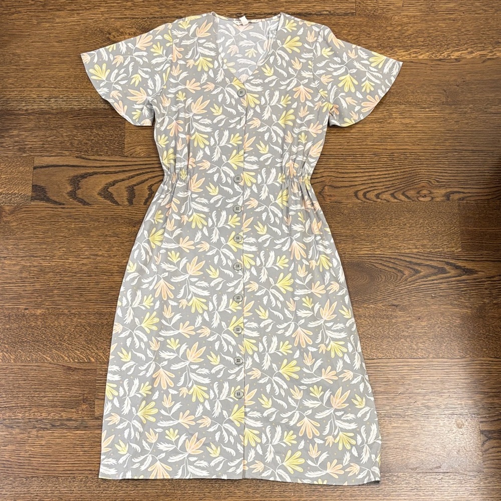 DownEast Gray Floral Midi Dress